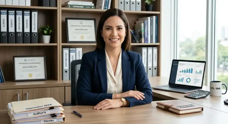 Contador público en CABA brindando asesoramiento impositivo a un cliente