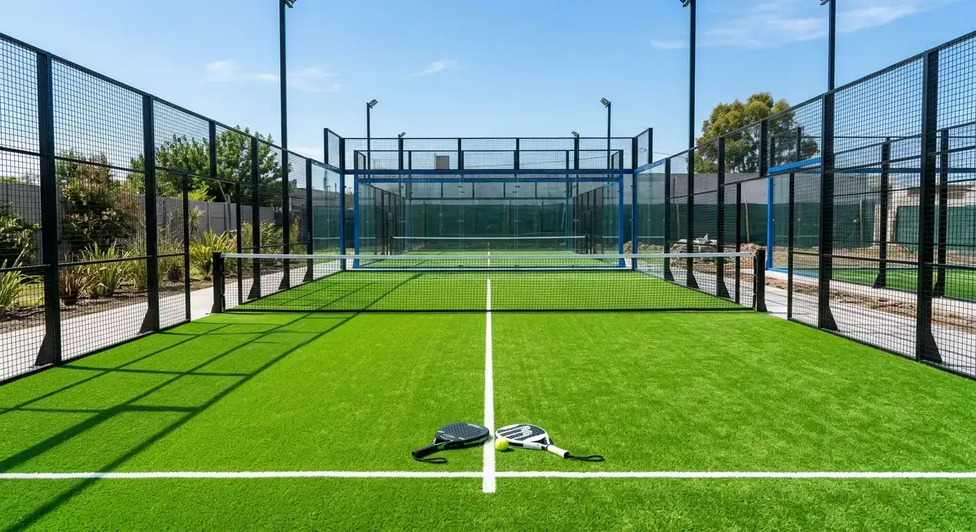 Cancha de pádel con césped sintético recién instalado