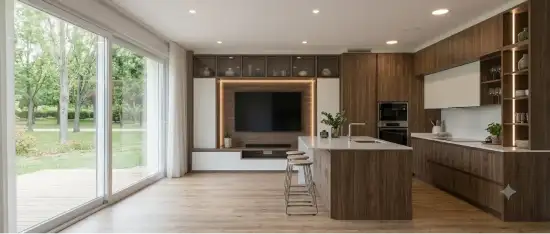 Living y comedor con muebles a medida, CABA