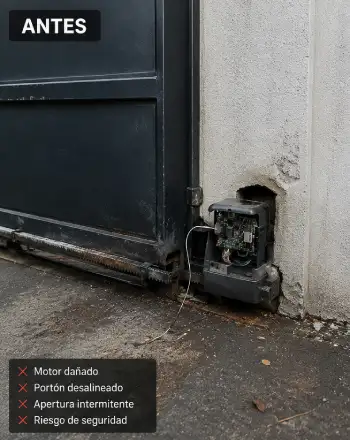 Motor de Portón Automático antes de la reparación en CABA