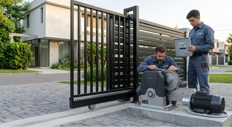 Service de un portón corredizo automático con revisión de cremallera