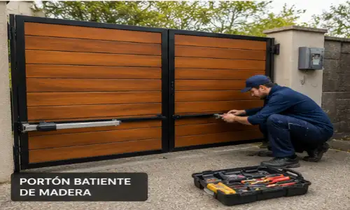 Portón de madera automático en Vicente López